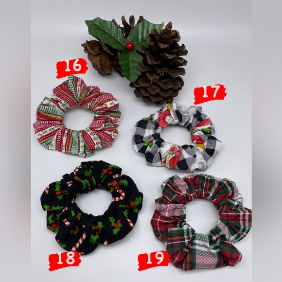Set of 3 Christmas Inspired Scrunchies / Holiday Scrunchies - Picture 7 of 7